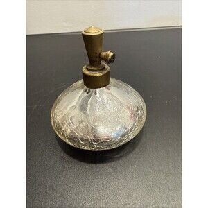 Vintage Irice Crackle Glass Mirror Finish Perfume Bottle Empty